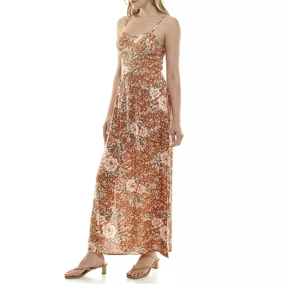 Lily Rose Strapless Floral Dress in Orange and Pink Sise XL - Picture 3 of 9